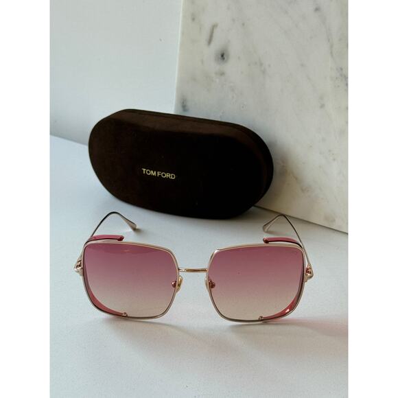 NEW Tom Ford FT0901 Toby Shield Pink Square Sunglasses $520 - Picture 4 of 6